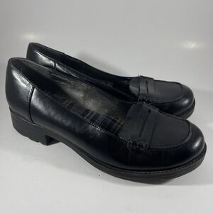 Hot Cakes Chunky Lug Heel Sole Platform Penny Loafers Sz 10 Black Vtg Y2K